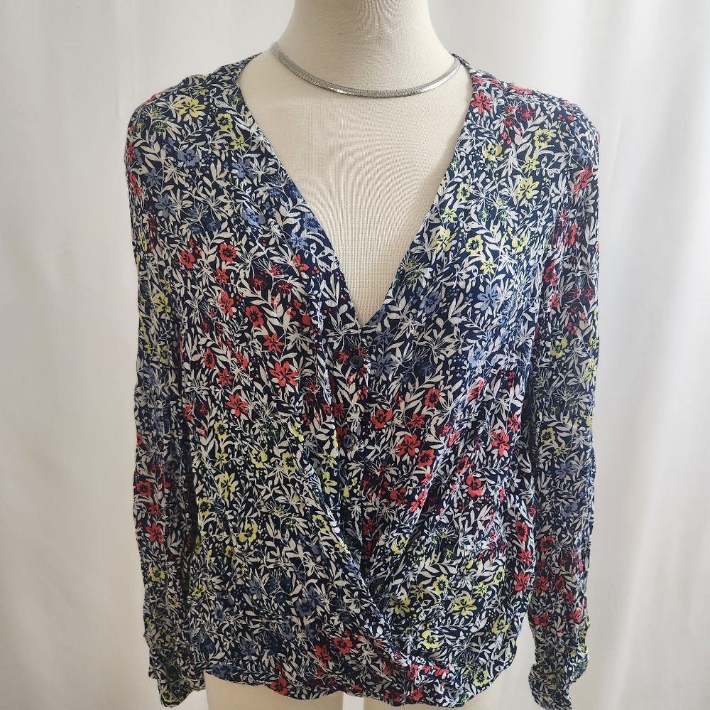 a.n.a Long Sleeves Multi Color Print Top